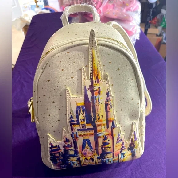 Loungefly Disney World Castle 50th Anniversary mini backpack Exclusive NWT NEW! New Disney World 50th Anniversary Celebration White Castle  main image 4